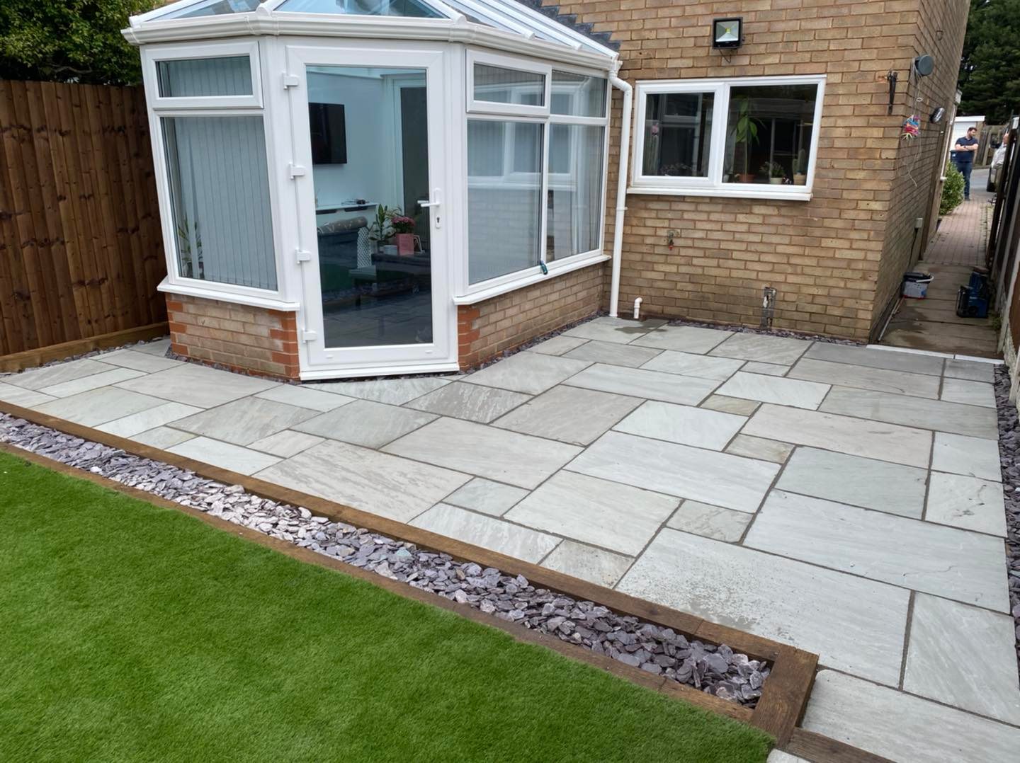 Garden transformation with turf and stone slabbing in Birmingham