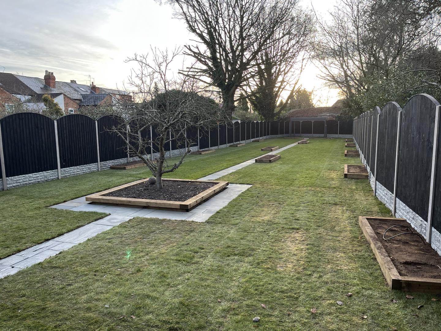Landscaping project including fencing and turf in Birmingham