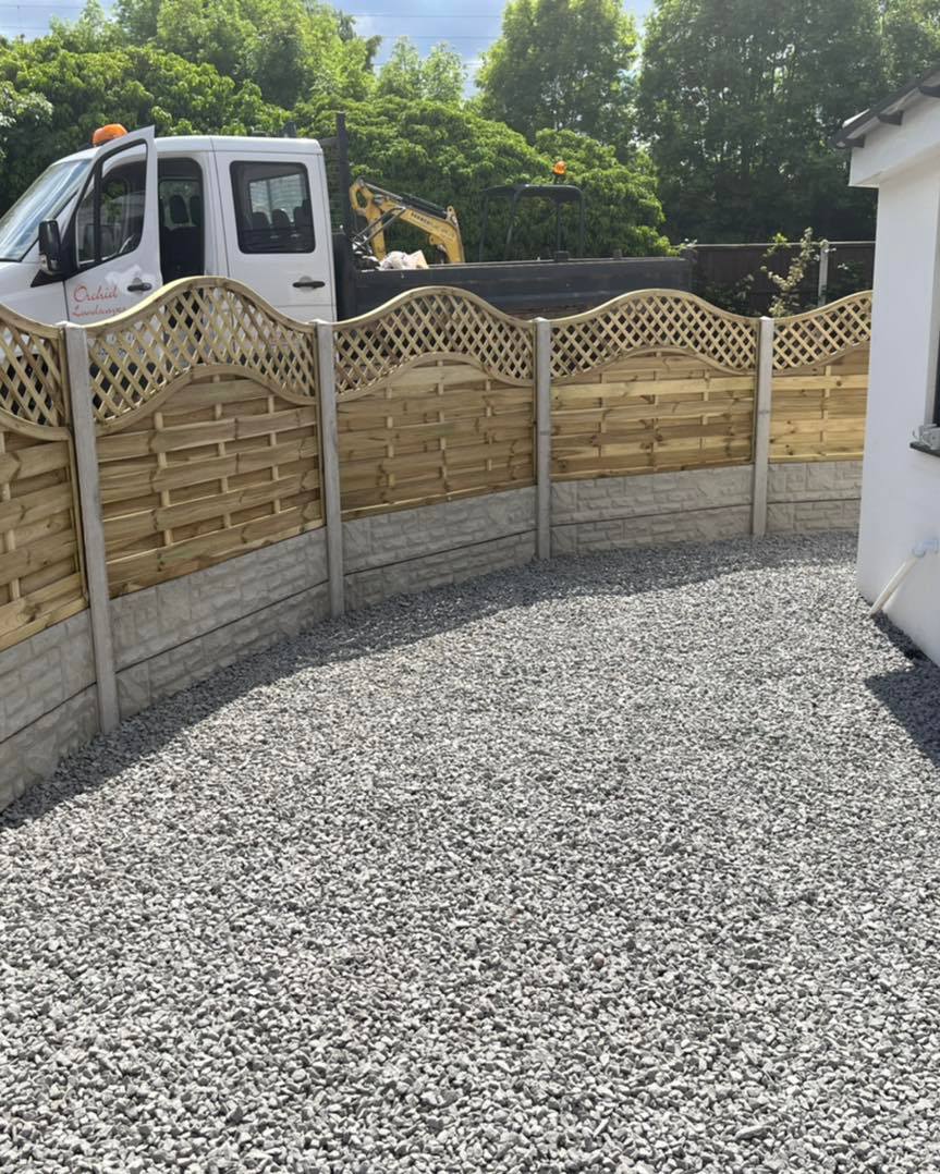 New fence and natural stone driveway in Solihull