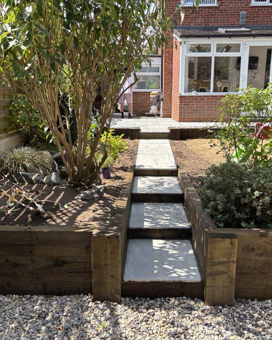 Garden wall and patio project in Solihull