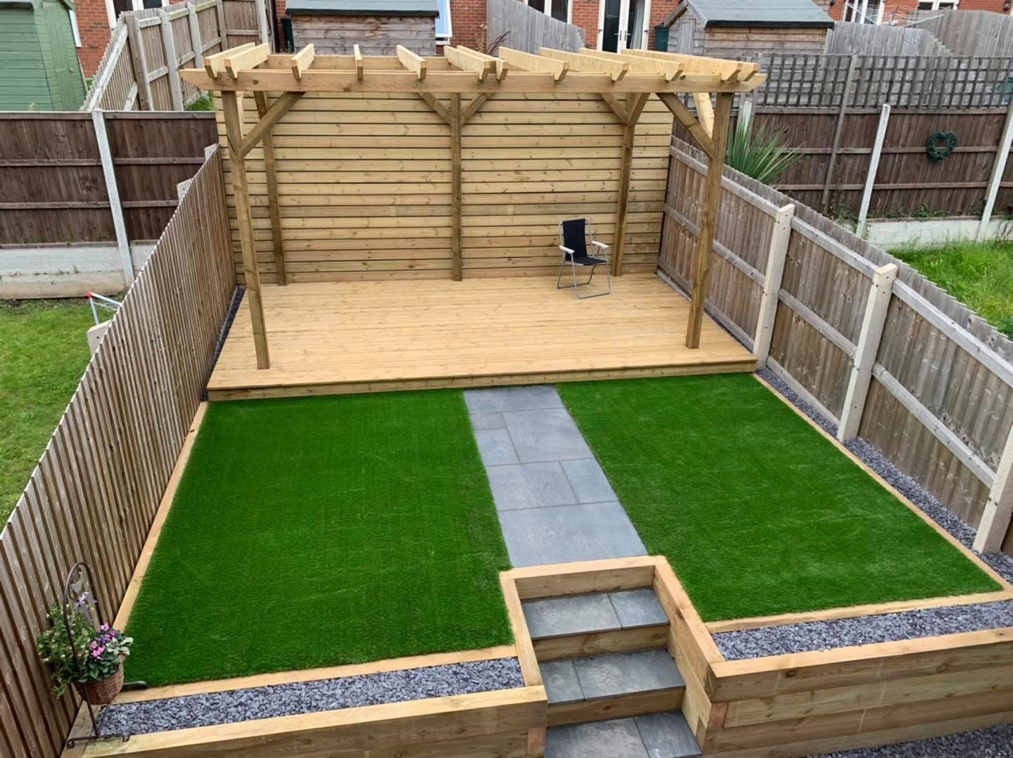 New timber decking, garden and pathway in Solihull